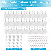 {{ 48PCS Sublimation Blank MDF Rugby Earring Double-Sided w  Hook and Jump Ring DIY }} - Buy Car Parts Online at {{ Kaka Auto Parts }}.