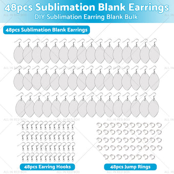 compare product 48PCS Sublimation Blank MDF Rugby Earring Double-Sided w  Hook and Jump Ring DIY