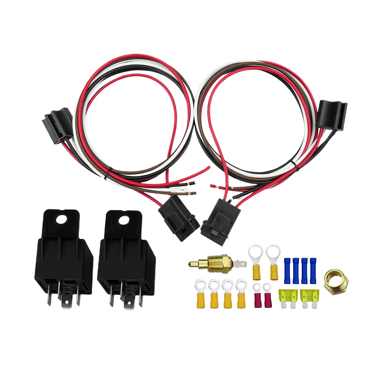 {{ Dual Electric Fan Relay Sensor Kit with 12V Thermostat Switch 175掳-185掳 40Amp }} - Buy Car Parts Online at {{ Kaka Auto Parts }}.