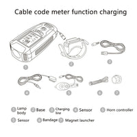 {{ USB Rechargeable LED Bicycle Headlight w/Horn Speedometer Bike Front Head Light }} - Buy Car Parts Online at {{ Kaka Auto Parts }}.