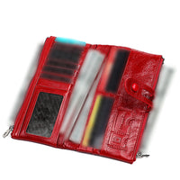 Leather Wallet Unisex Zip-Around Card Coin Holder Brown Black Red