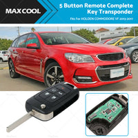 {{ 5 Button Remote Complete Key Transponder Fits For HOLDEN COMMODORE VF 2013-2017 }} - Buy Car Parts Online at {{ Kaka Auto Parts }}.