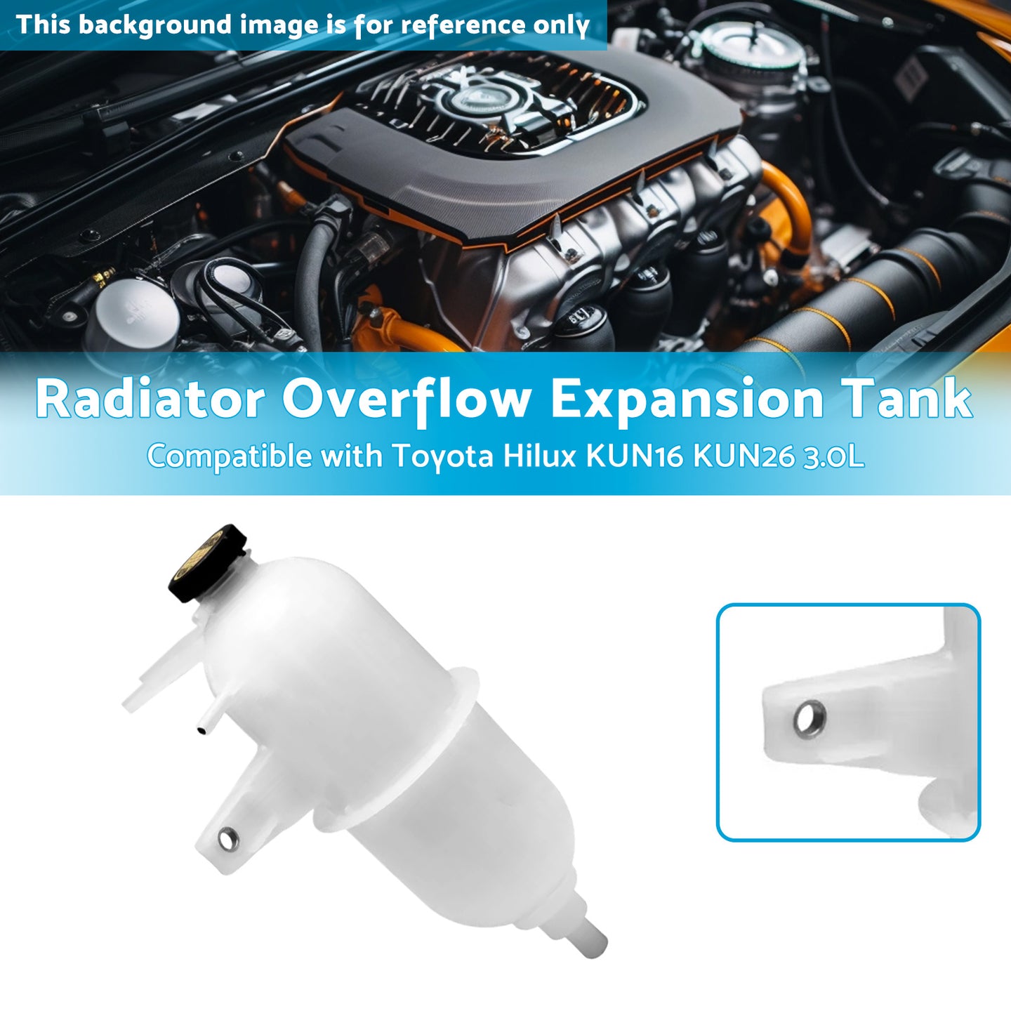 {{ Radiator Overflow Expansion Tank Suitable for 3. 0L Toyota Hilux KUN16 KUN26 1KD }} - Buy Car Parts Online at {{ Kaka Auto Parts }}.