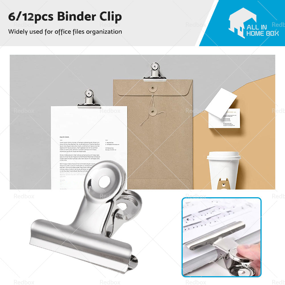 {{ 6/12PCS Stainless Steel Bulldog Paper Clip Metal Office Binder Grip Clamp 75mm }} - Buy Car Parts Online at {{ Kaka Auto Parts }}.