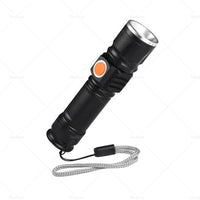 {{ 1pcs Black USB Rechargeable LED Flashlight Waterproof Torch Outdoor }} - Buy Car Parts Online at {{ Kaka Auto Parts }}.