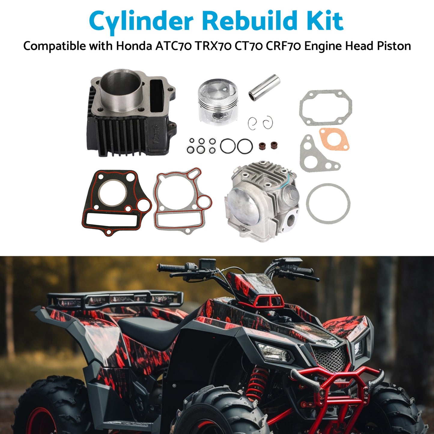 {{ Top End Rebuild Kit Suitable For Honda ATC70 TRX70 CT70 CRF70 Engine Head Piston }} - Buy Car Parts Online at {{ Kaka Auto Parts }}.