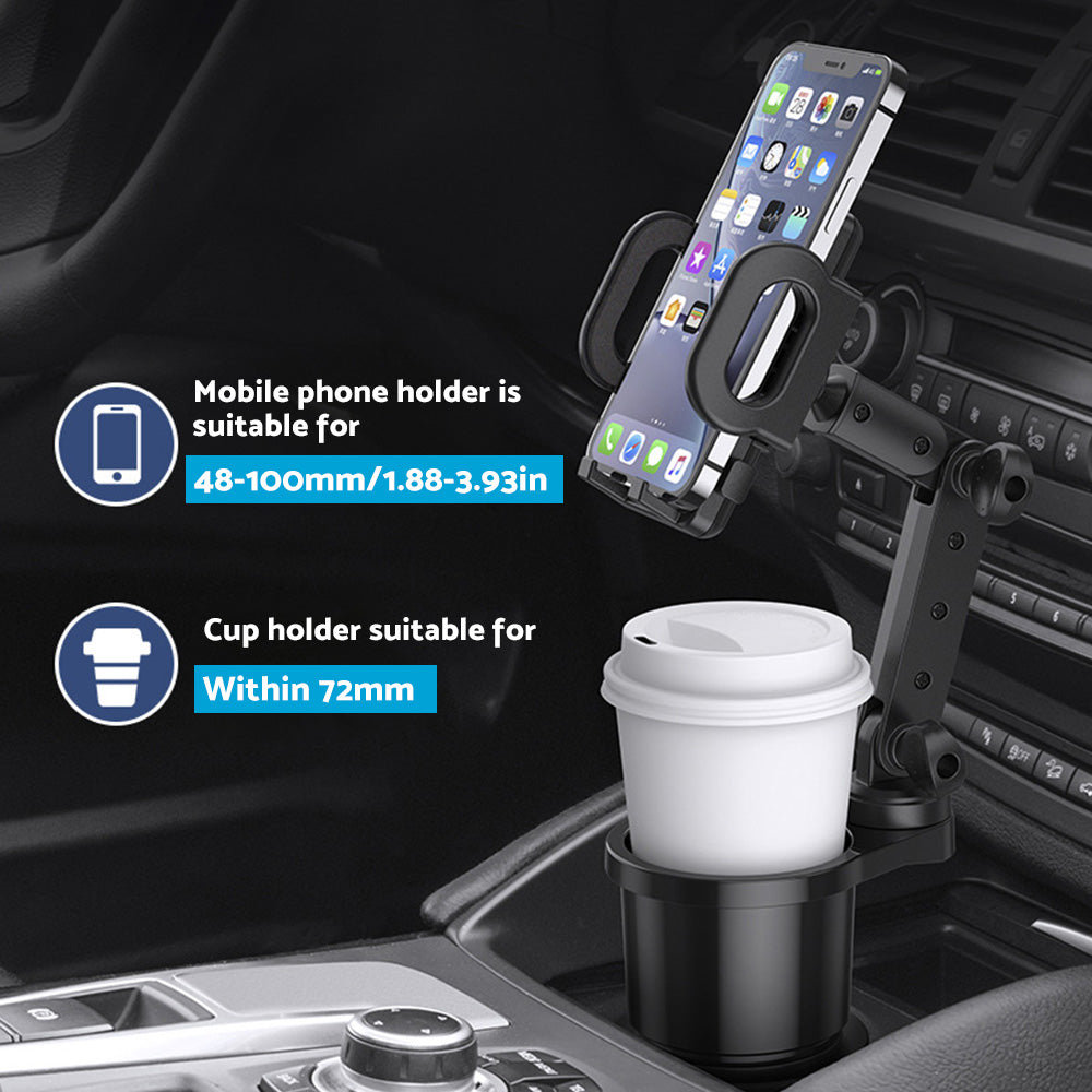 2-in-1 Universal Car Cup Holder Phone & GPS Mount Suitable For Adjustable 360° Angle
