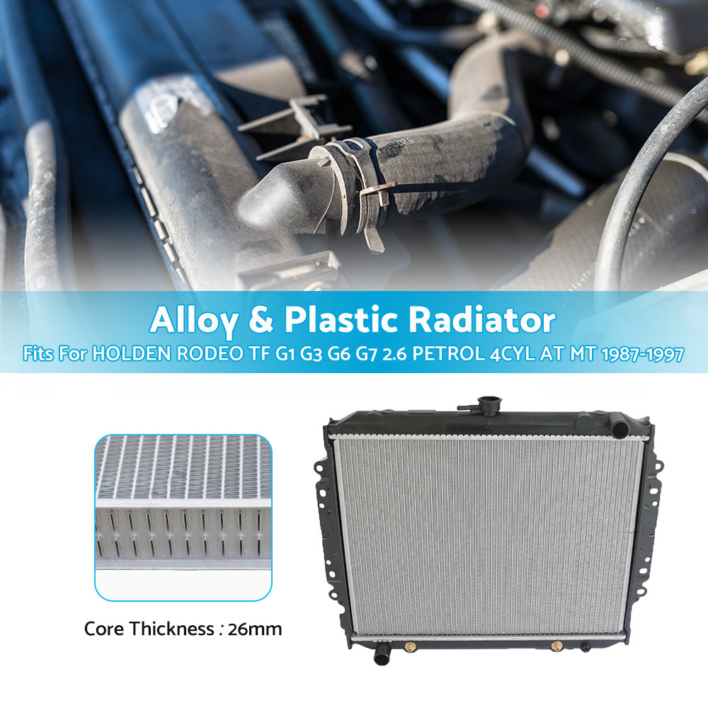 {{ RADIATOR FIT HOLDEN RODEO TF G1 G3 G6 G7 2. 6 PETROL 1987-1997 AUTO MANUAL }} - Buy Car Parts Online at {{ Kaka Auto Parts }}.