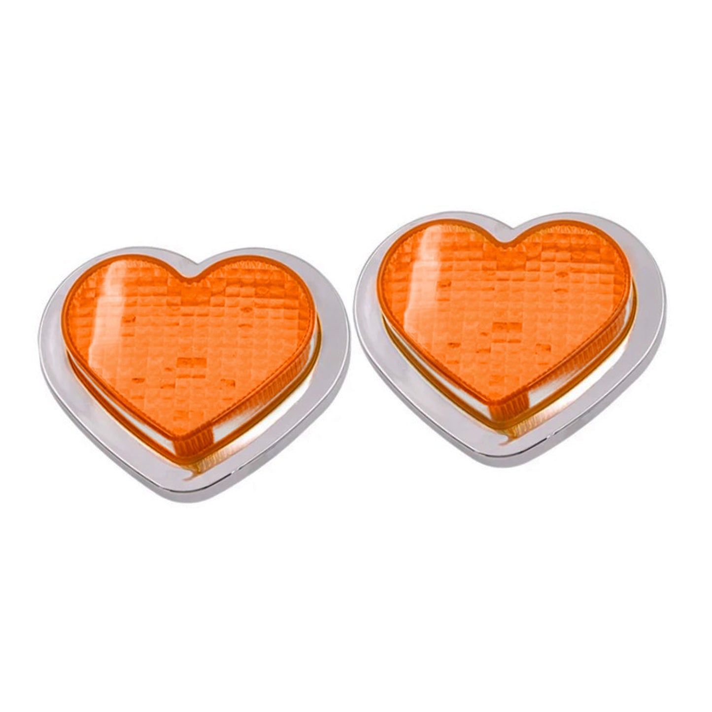 Heart Pair 12V LED Side Marker Indicators Clear Flash Amber