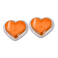 Heart Pair 12V LED Side Marker Indicators Clear Flash Amber