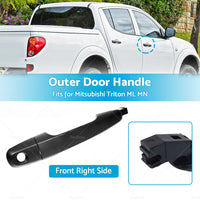 {{ Black Front Right Outer Door Handle Suitable For Mitsubishi Triton ML MN 06-15 }} - Buy Car Parts Online at {{ Kaka Auto Parts }}.