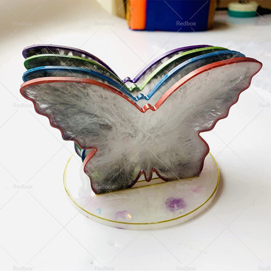 Epoxy Resin 4PCS Butterfly Shaped Coaster molds  Holder Mold for Silicone Resin