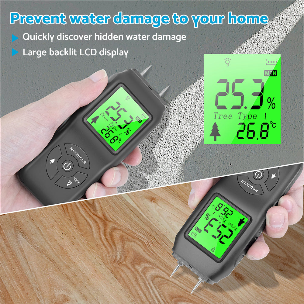 2-Pin Digital LCD Moisture Meter Suitable For Wood, Damp Detection & Caravan Testing