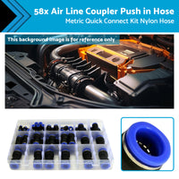 {{ 58pcs Air Line Coupler Push in Hose Joiner Metric Quick Connect Kit Nylon Hose }} - Buy Car Parts Online at {{ Kaka Auto Parts }}.