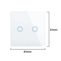 87x87mm LED Touch Wall Light Switch 2-Gang 1-Way Suitable For Home & Office Installation