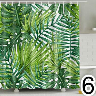 {{ Bathroom Fabric Shower Curtain 12 Hook Set Water Resistant Tropical Plants Panel }} - Buy Car Parts Online at {{ Kaka Auto Parts }}.