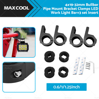 compare product 4x19-32mm 1. 2inch Bullbar Pipe Mount Bracket Clamps LED Work Light Bar3 set Insert