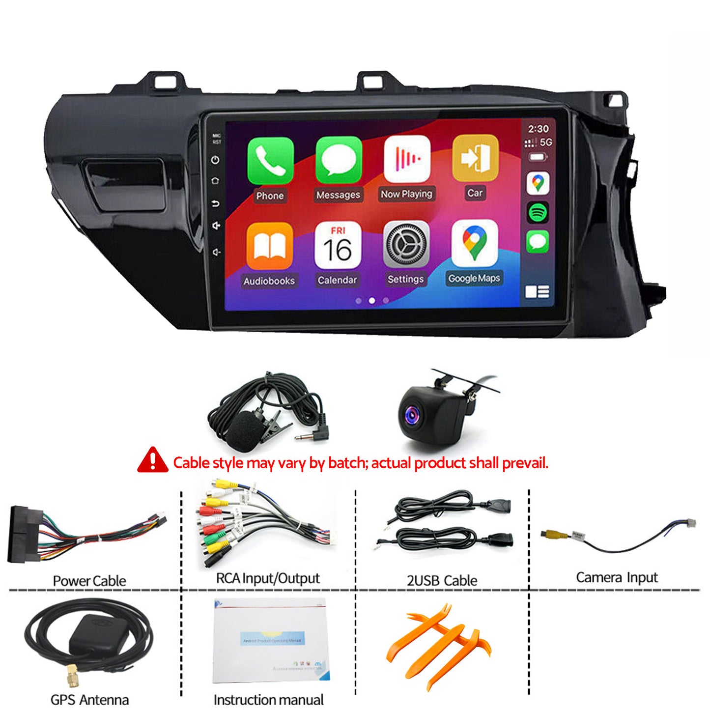 Carplay Android Auto Camera Navi Head Unit Suitable for Toyota Hilux 2015-2022 With Apple Carplay Android Auto