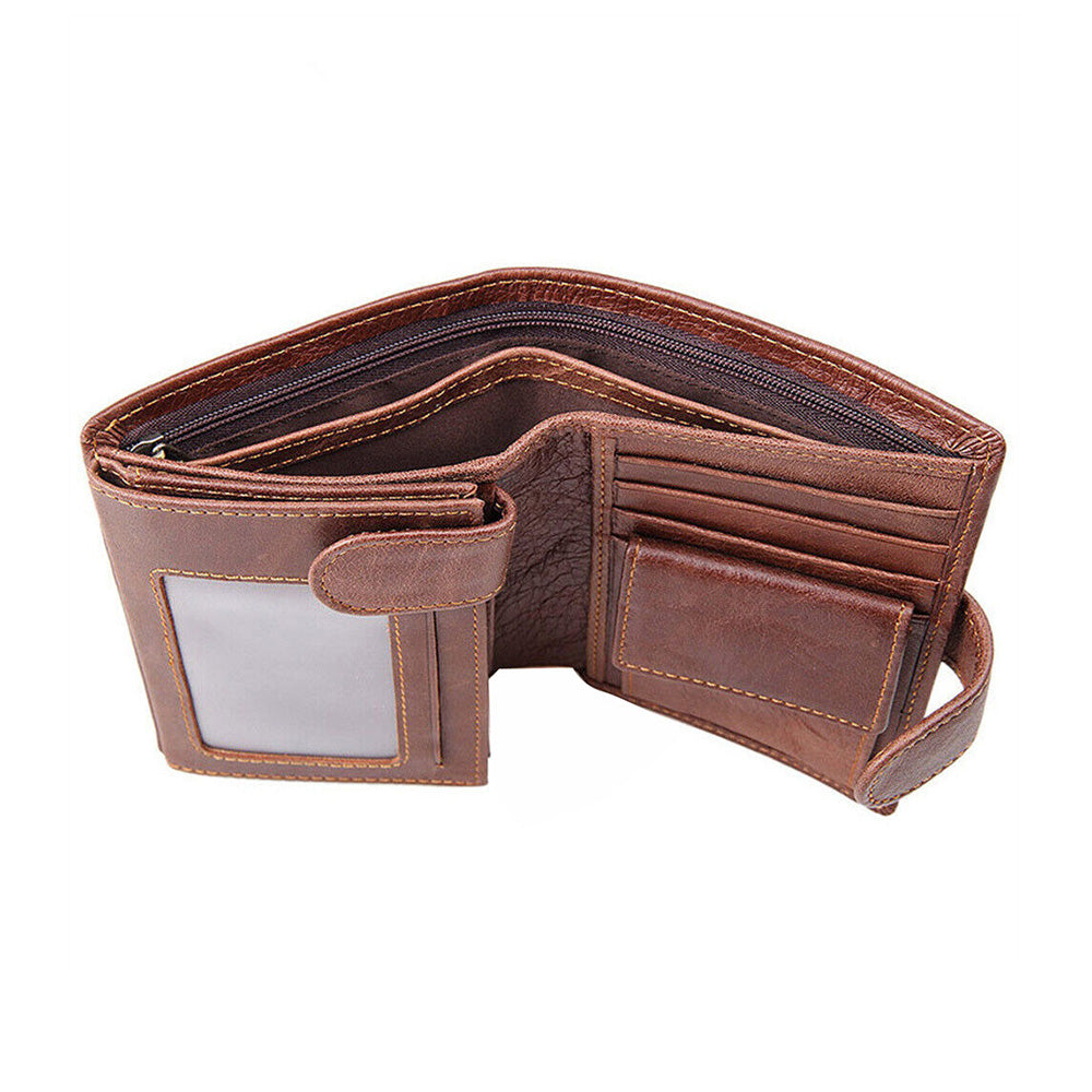 RFID Blocking Slim Leather Trifold Wallet With Credit Card Holder Suitable For Men