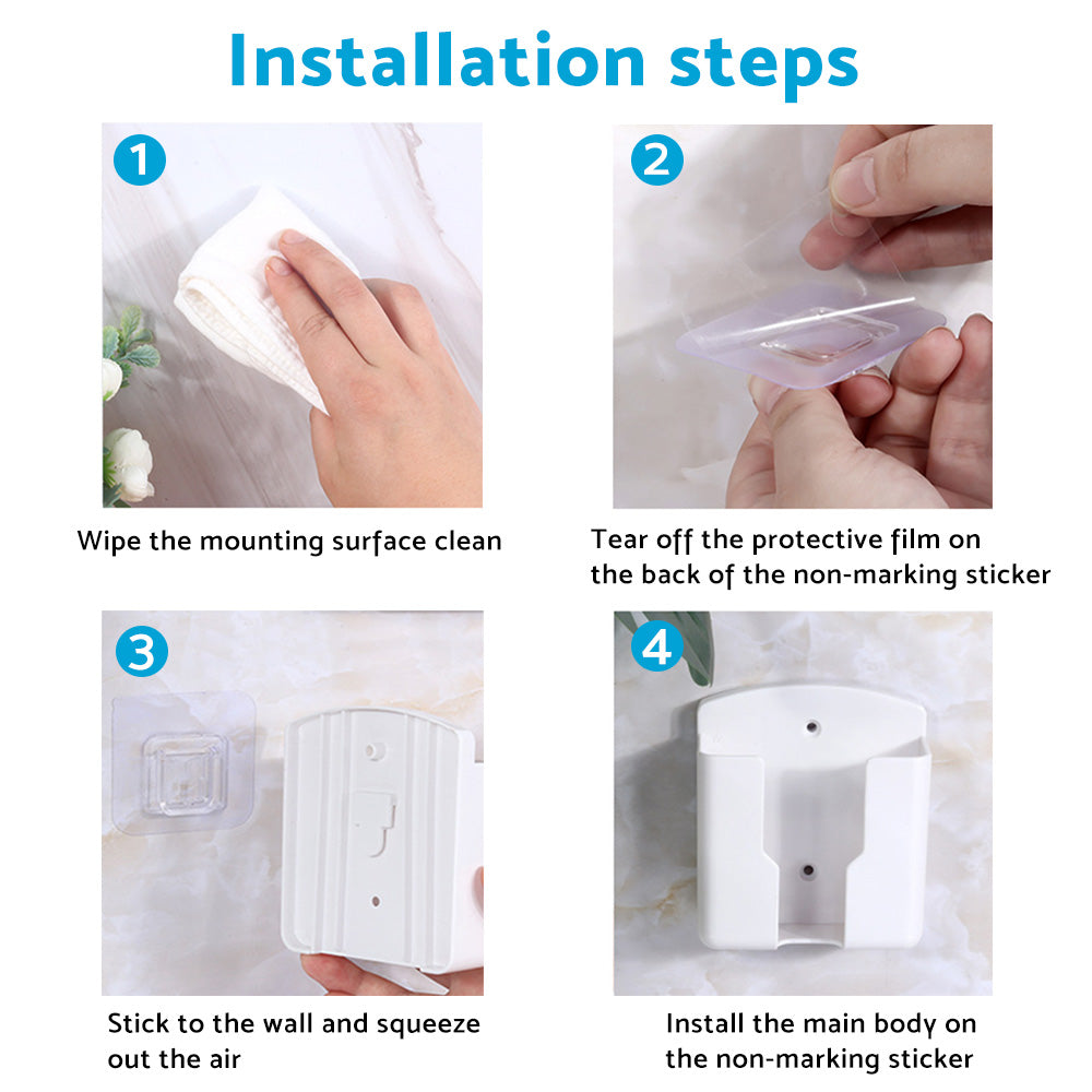 Air Conditioner Remote Control Holder Wall-Mounted Cover Storage Universal White