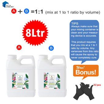 compare product 8Ltr Epoxy Resin 1 1 AB Kit Art DIY UV Crafts Glass  and  Water Clear Epoxy Coating