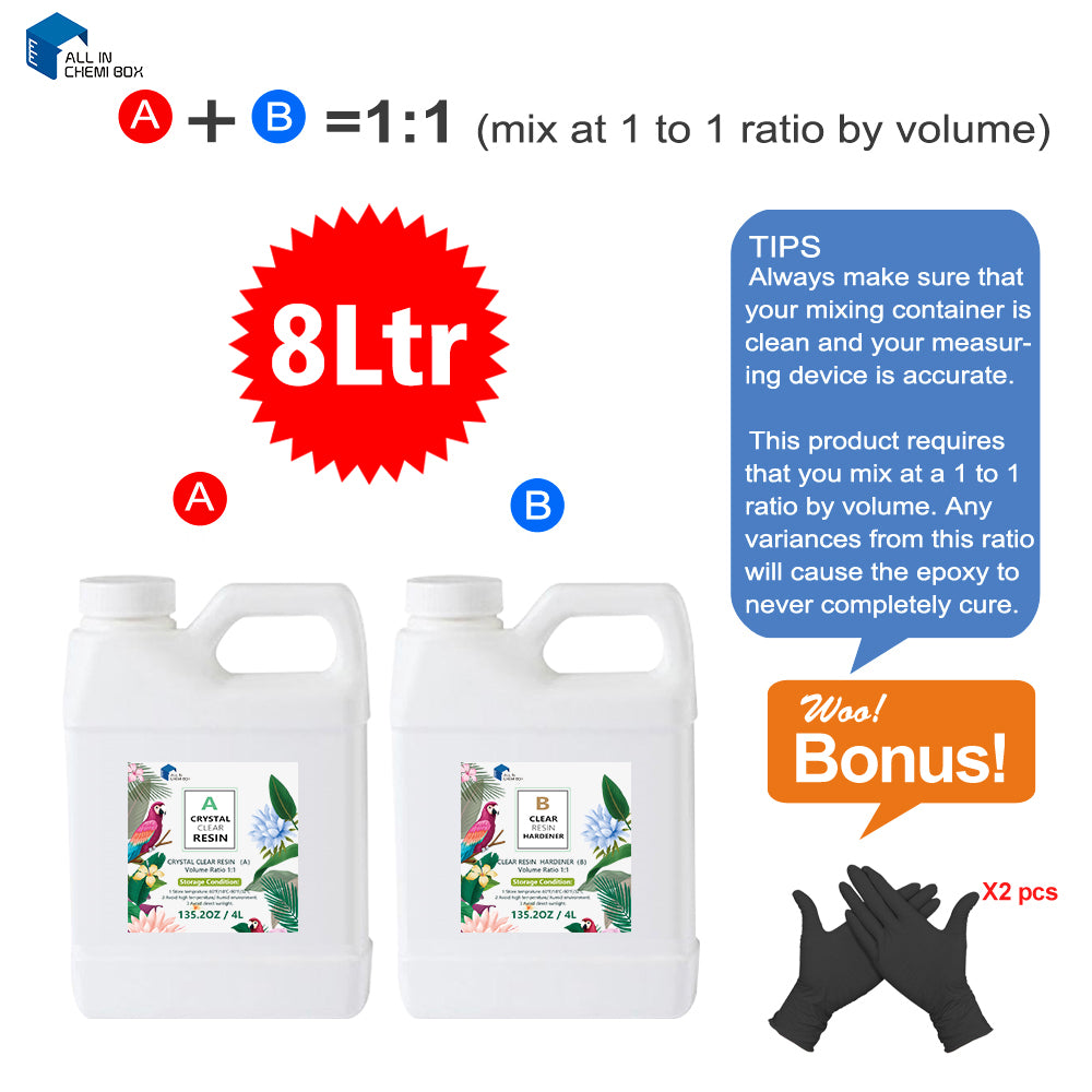 {{ 8Ltr Epoxy Resin 1 1 AB Kit Art DIY UV Crafts Glass  and  Water Clear Epoxy Coating }} - Buy Car Parts Online at {{ Kaka Auto Parts }}.