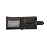 Mens Wallet Black Bi Fold with Top Layer Cowhide Leather Card Slots Coin Pocket