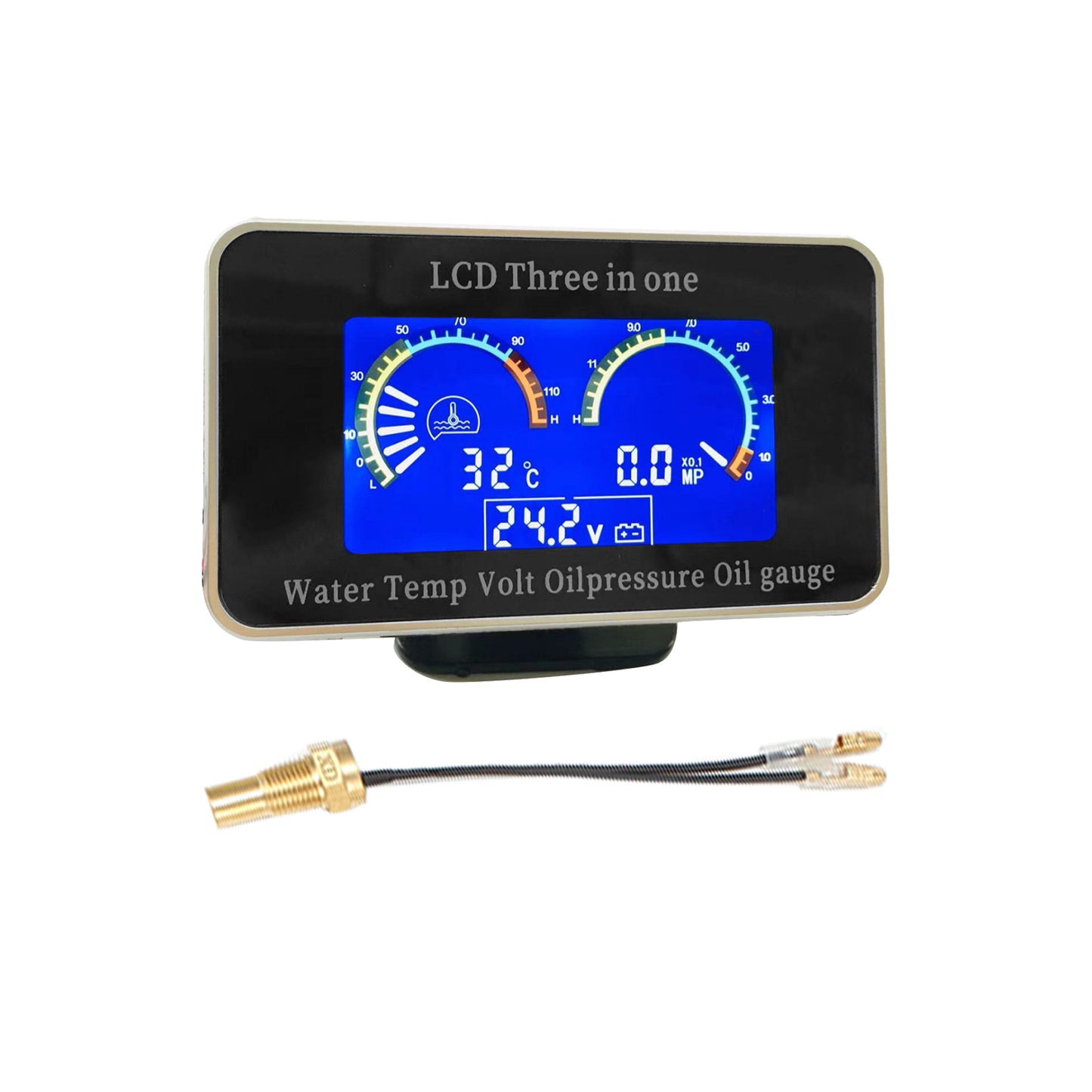 {{ 3in1 LCD Oil Pressure Gauge Monitor+Voltmeter+Water Temp Gauge 12V/24V Car Truck }} - Buy Car Parts Online at {{ Kaka Auto Parts }}.