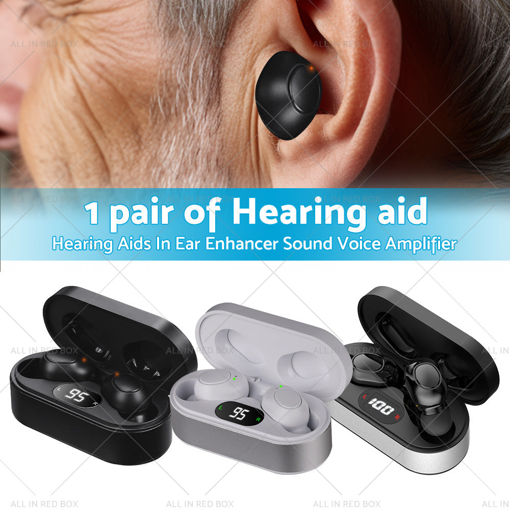 {{ 1 pair of digital rechargeable hearing aids, voice amplifier – Silver + Black, in-ear sound amplifiers }} - Buy Car Parts Online at {{ Kaka Auto Parts }}.