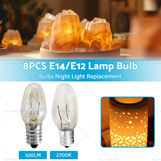 8 PCS 7W/10W 240V E12/E14 Clear Bulbs Night Light Replacement Warm Yellow Light