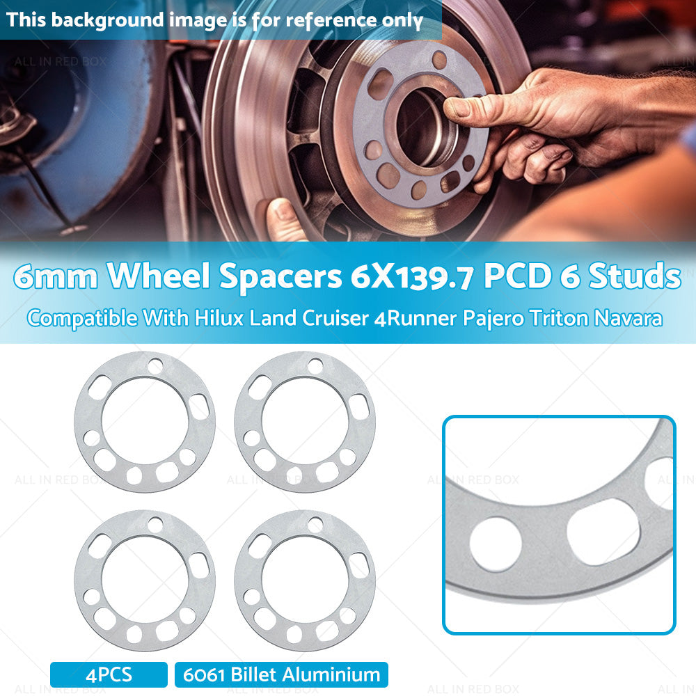 {{ 4PCS 6mm Wheel Spacers 6X139. 7 PCD 6 Studs Suitable For Hilux Land Cruiser }} - Buy Car Parts Online at {{ Kaka Auto Parts }}.