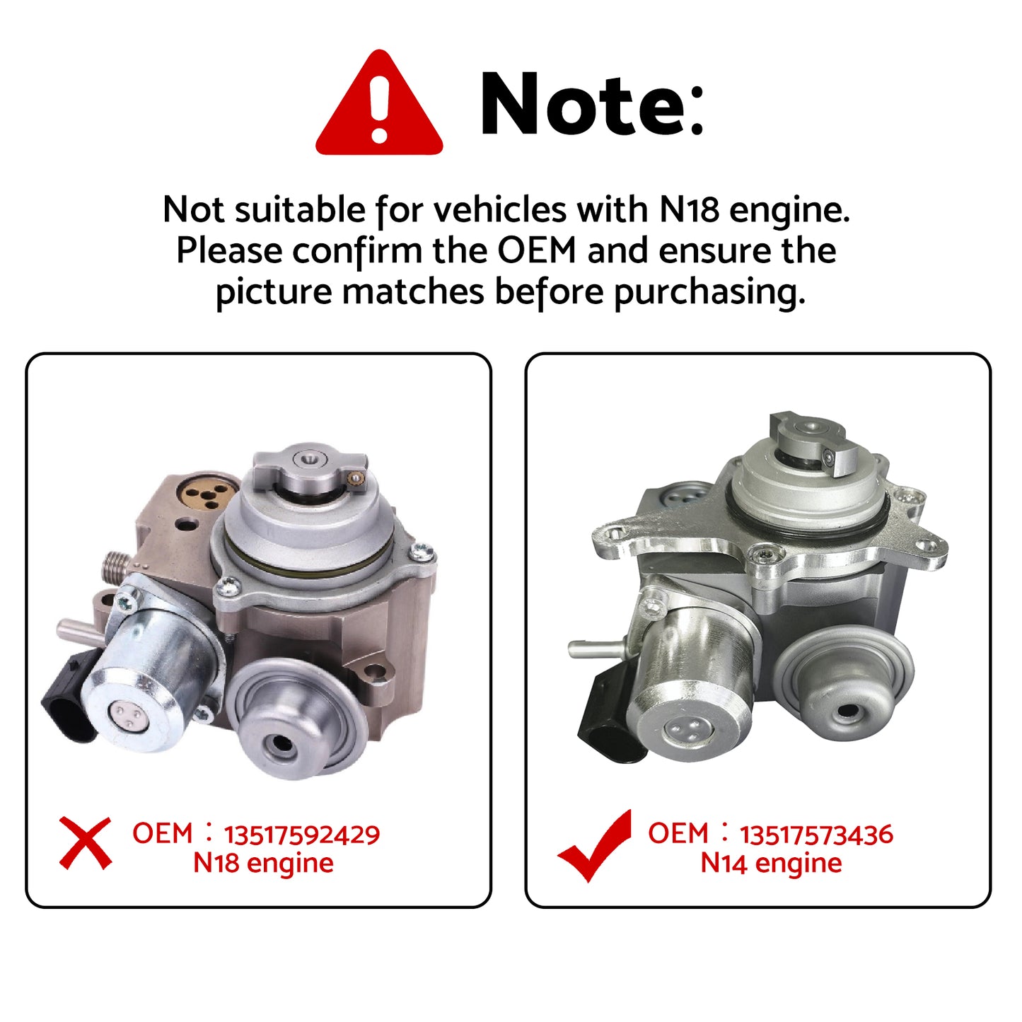 High Pressure Fuel Pump Suitable for BMW Mini R55 R57 Cooper R58 Citroen 07-21