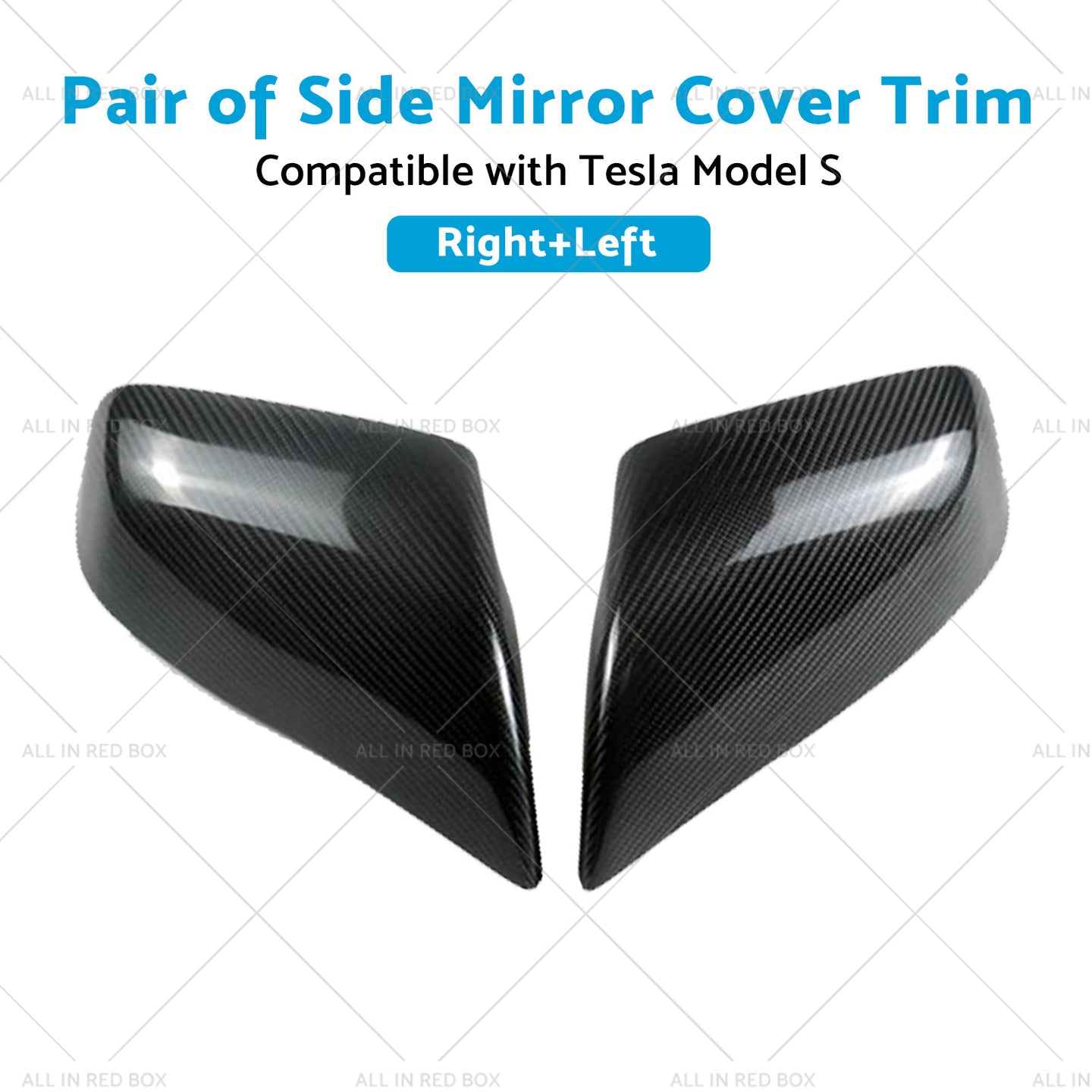 {{ 2x Real Carbon Fiber Wing Side Mirror Cover Trim Suitable For Tesla Model S }} - Buy Car Parts Online at {{ Kaka Auto Parts }}.