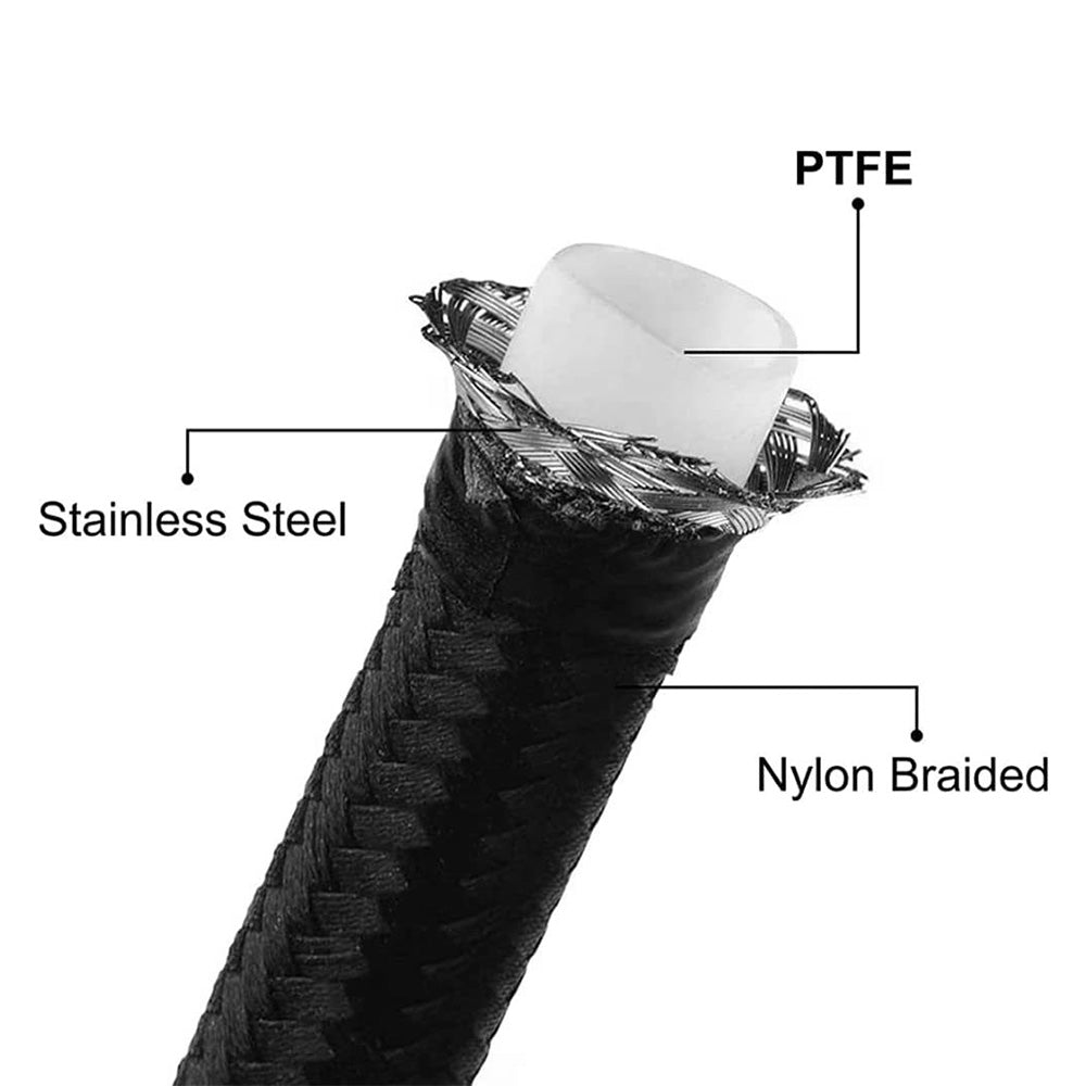{{ 8AN E85 Stainless Steel Braided PTFE Fuel Line Hose Swivel Fittings Kit 20FT 6M }} - Buy Car Parts Online at {{ Kaka Auto Parts }}.