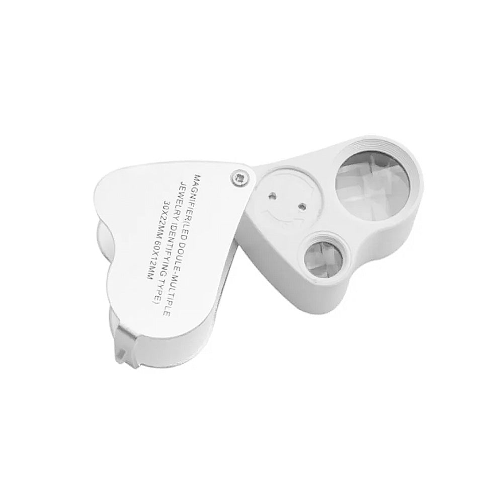 Jewelry Loupe Magnifier 30X 60X With LED Light 2 Lens Illuminated Jewelers Eye Loupe