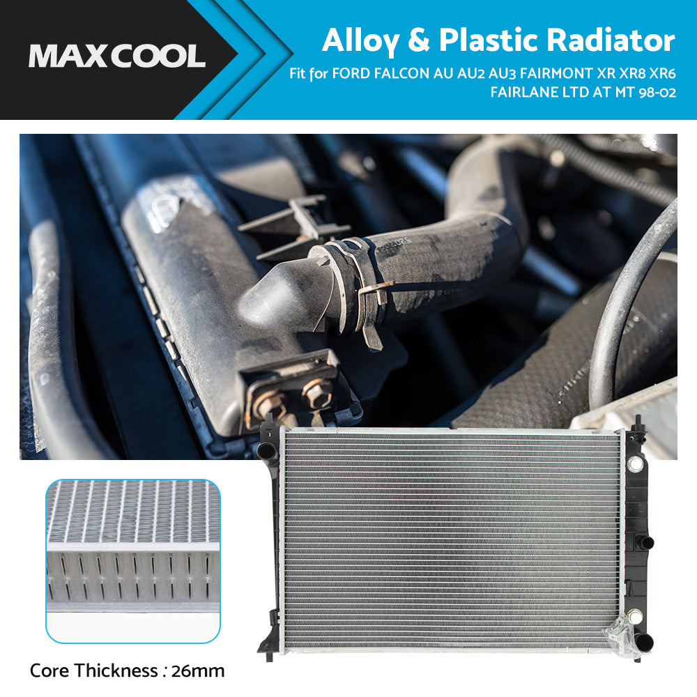 {{ RADIATOR FOR FORD FALCON AU AU2 AU3 FAIRMONT XR XR8 XR6 FAIRLANE LTD AT MT 98-02 }} - Buy Car Parts Online at {{ Kaka Auto Parts }}.