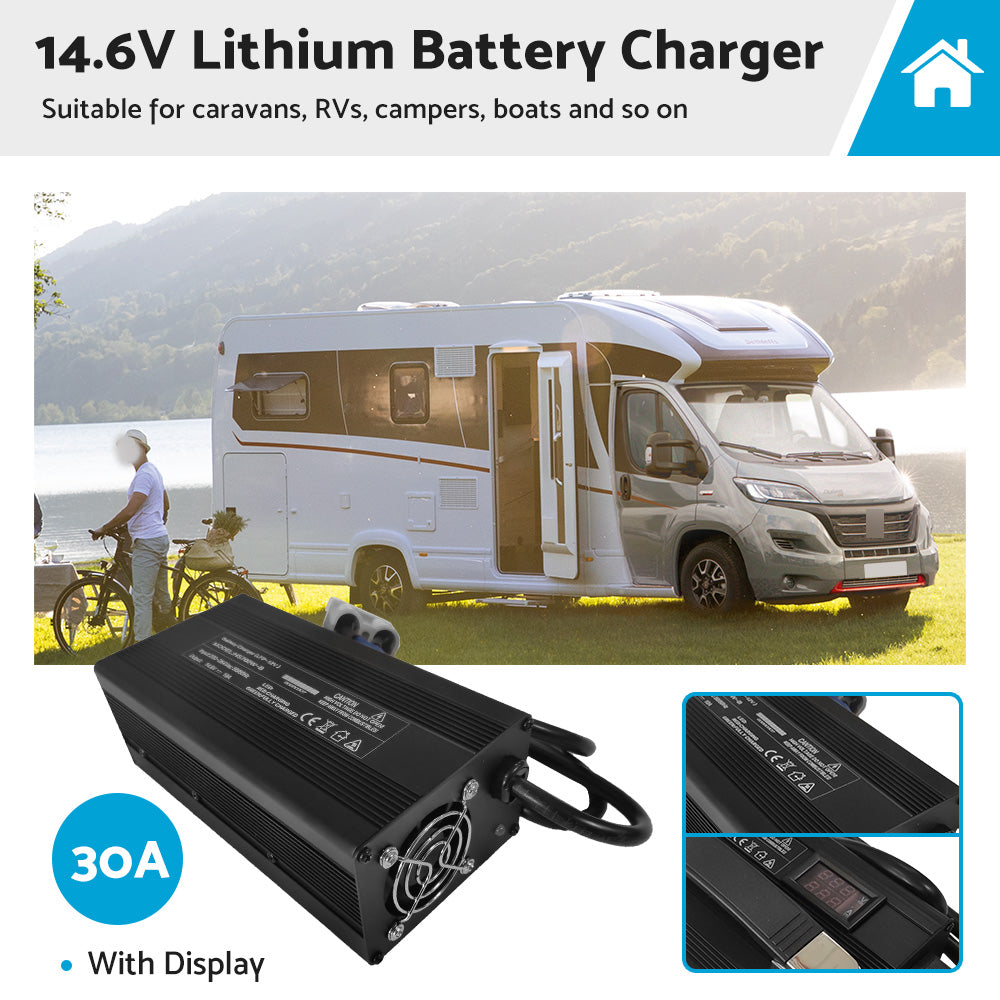 {{ 14. 6V Lithium Battery Charger 30A or 40A w or  Display AC or DC Lithium Iron LiFePO4 OZ }} - Buy Car Parts Online at {{ Kaka Auto Parts }}.
