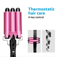 25mm Ceramic Triple Barrel Hair Curler Curling Iron Wave Wand Salon Styler