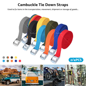 compare product 2/4pcs Metal Buckle Cam Tie Down Strap Heavy Lugga Cargo Ratchet Lashing Rope 2M