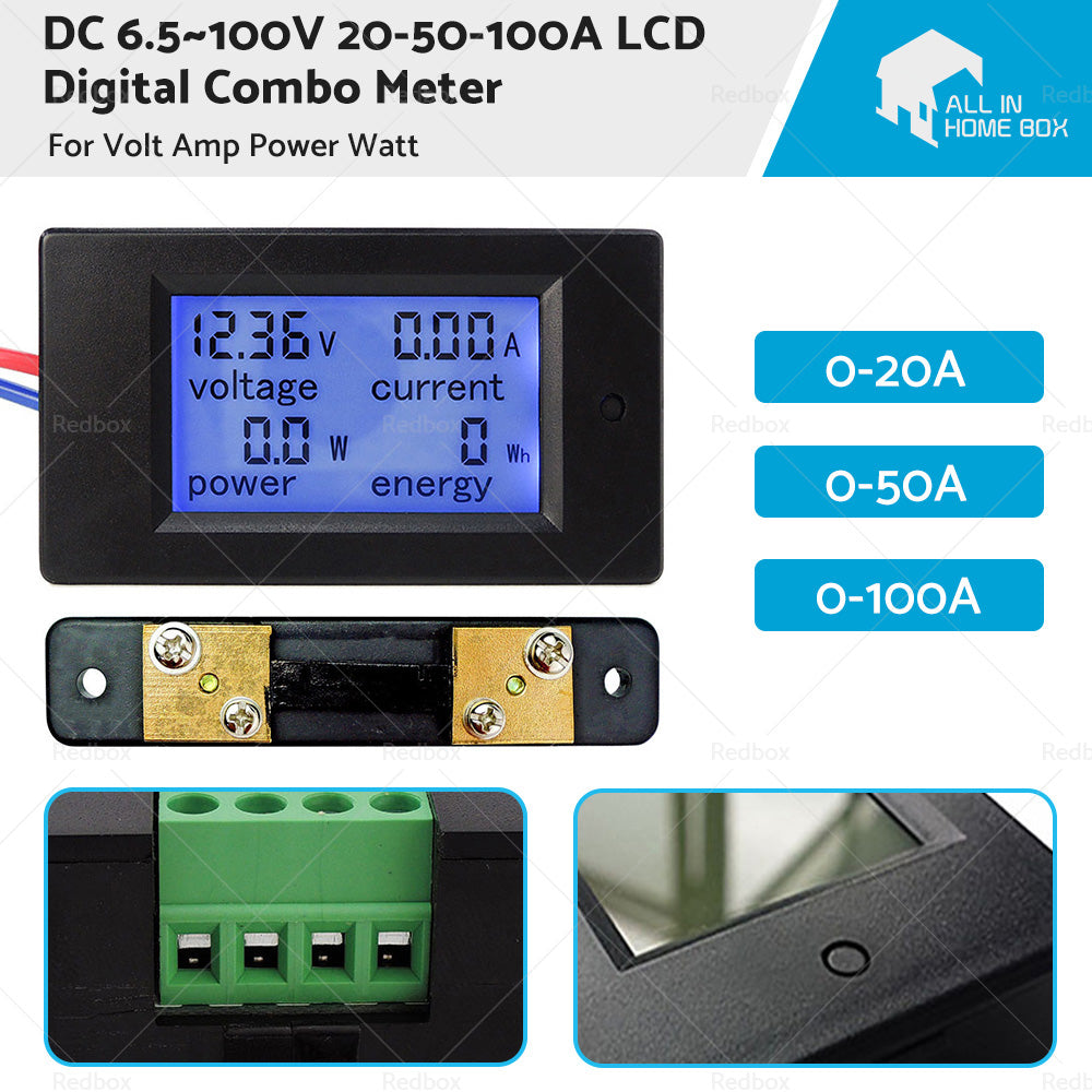 {{ DC 6. 5~100V 20-50-100A LCD Digital Combo Panel Display Volt Amp Power Watt Meter }} - Buy Car Parts Online at {{ Kaka Auto Parts }}.
