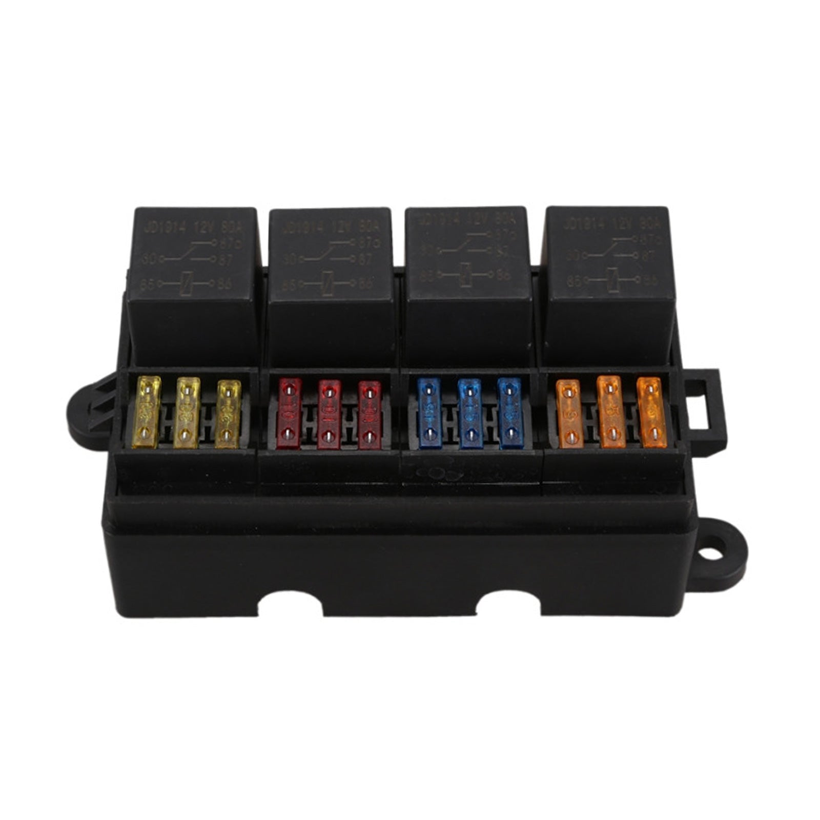 12 Way Blade Fuse Box 4-Relay Holder and Terminal and Fuse 12V 40A Car ...