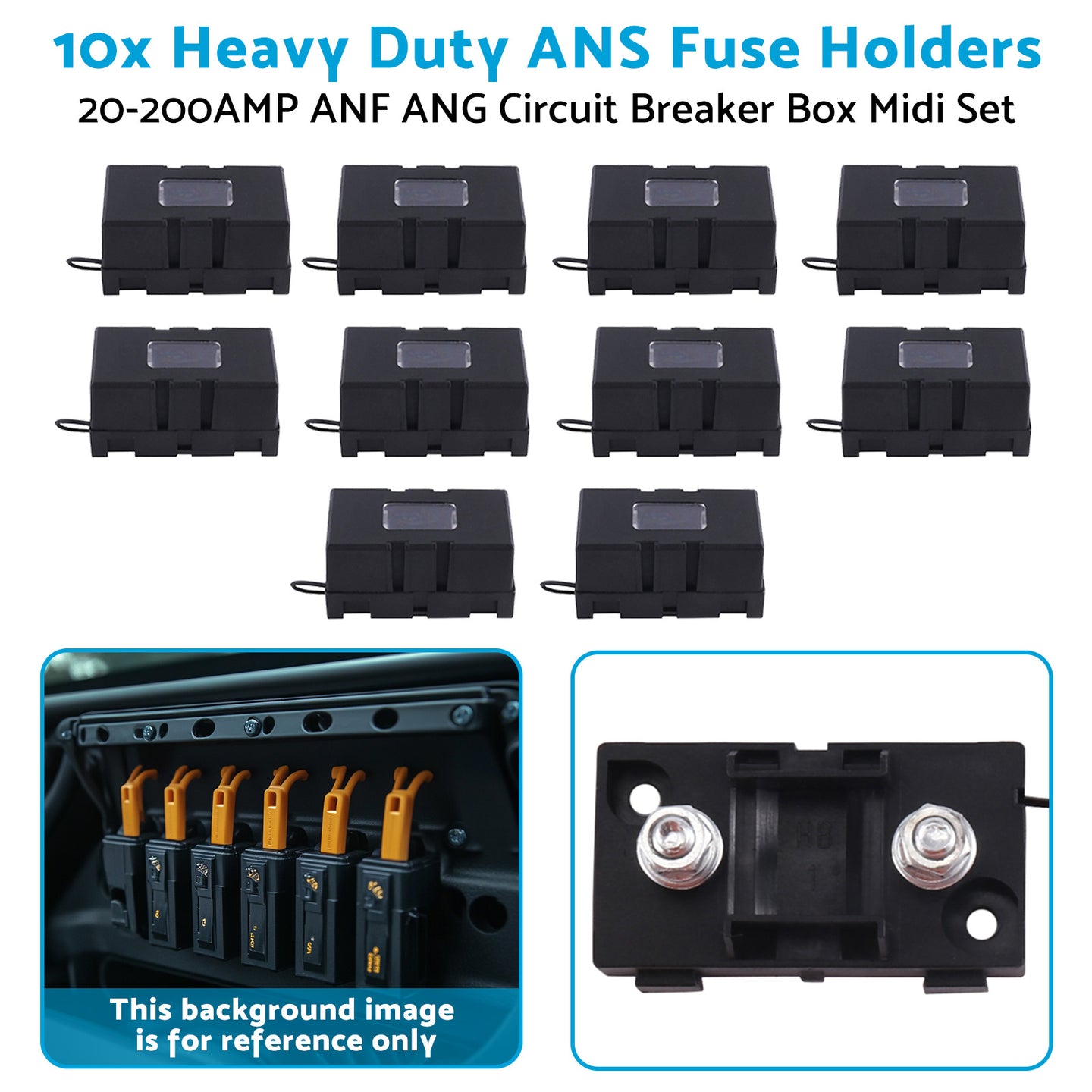 {{ 10x Heavy Duty ANS Fuse Holder 20-200AMP ANF ANG Circuit Breaker Box Midi Set }} - Buy Car Parts Online at {{ Kaka Auto Parts }}.