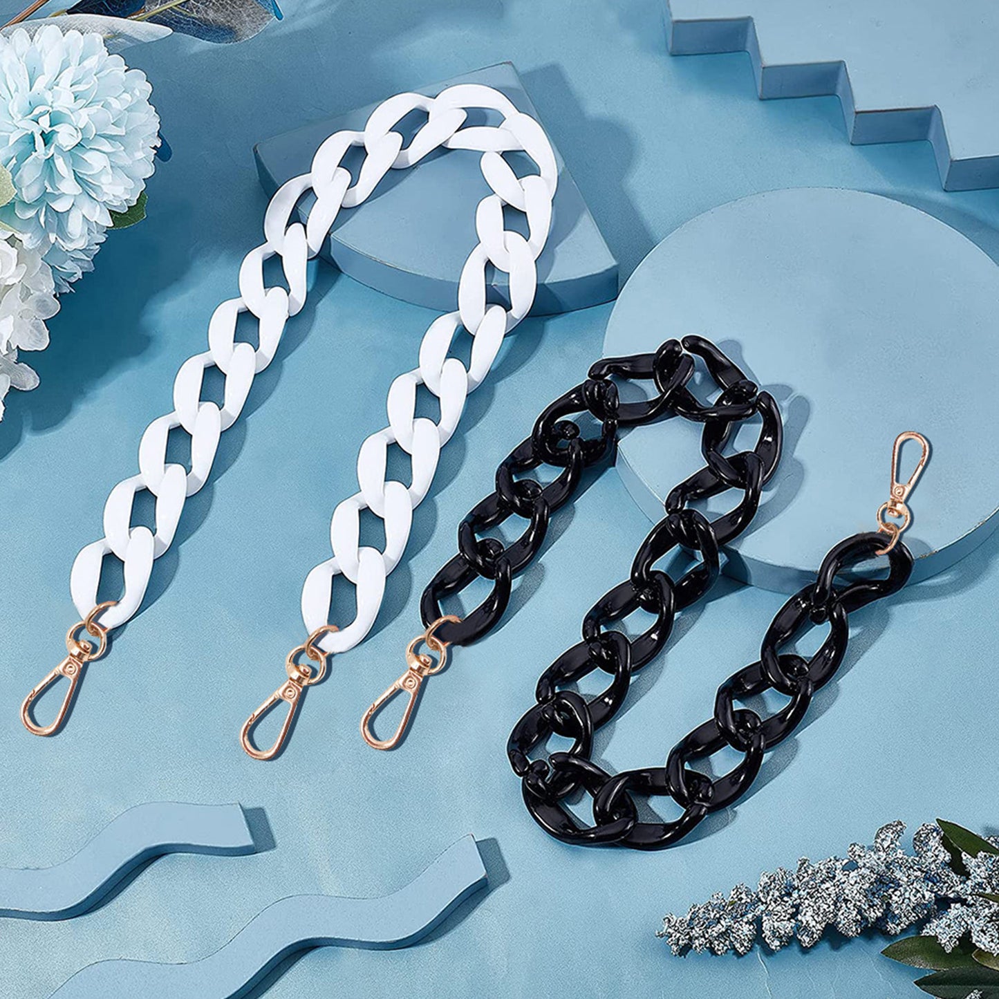 2PCS Resin Purse Chain Handle Acrylic Bag Strap Detachable Purse Clutches Handle