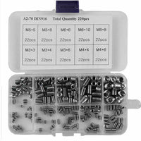 220Pcs Stainless Steel Allen Head Socket Set Grub Screws Assortment Kit