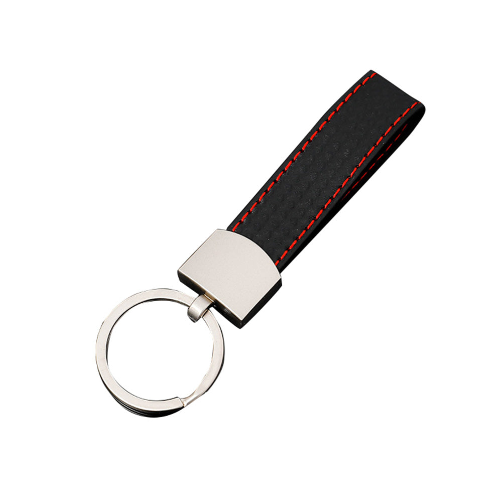 1x Black Key Ring Keychain With Metal & PU Leather Suitable For Universal Use