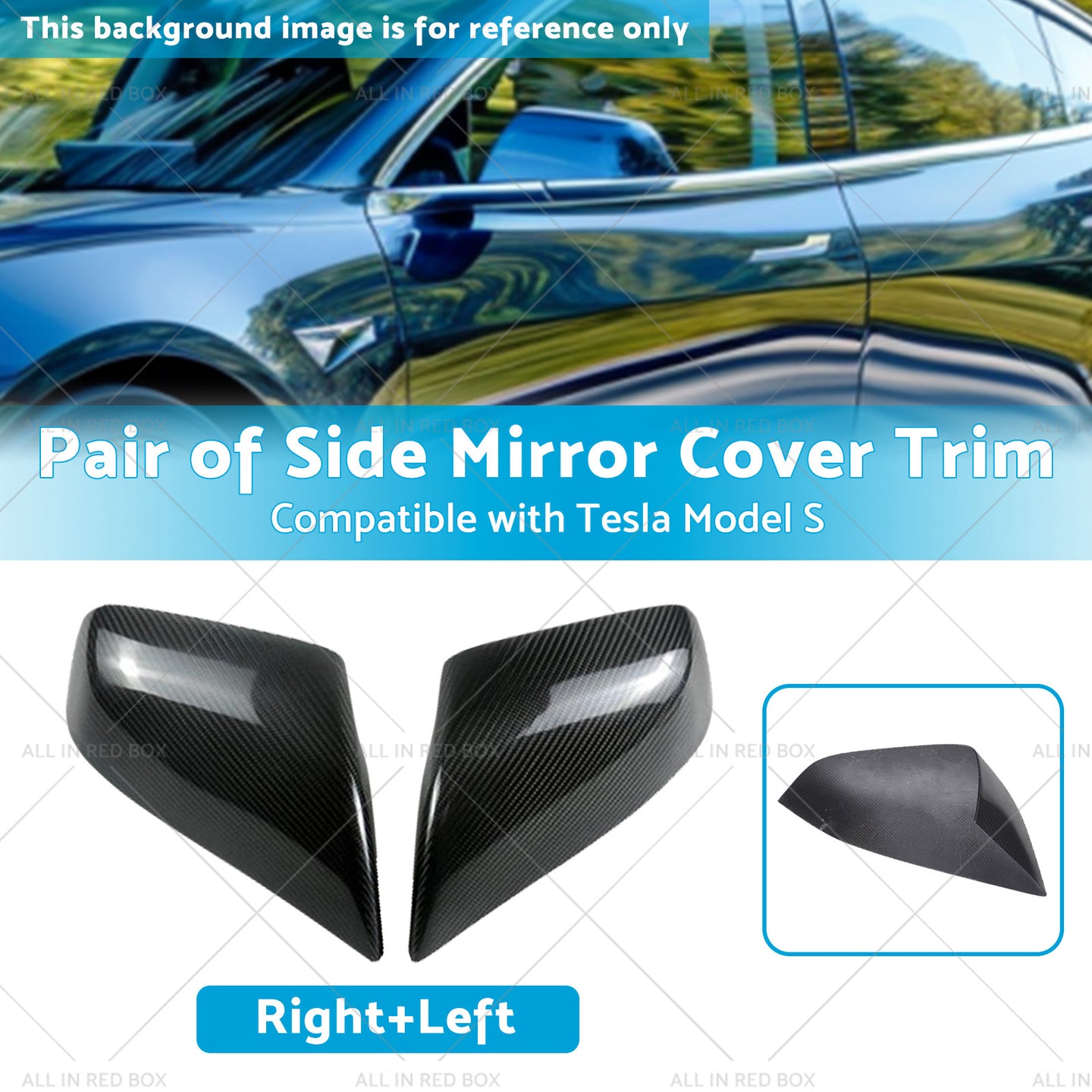 {{ 2x Real Carbon Fiber Wing Side Mirror Cover Trim Suitable For Tesla Model S }} - Buy Car Parts Online at {{ Kaka Auto Parts }}.
