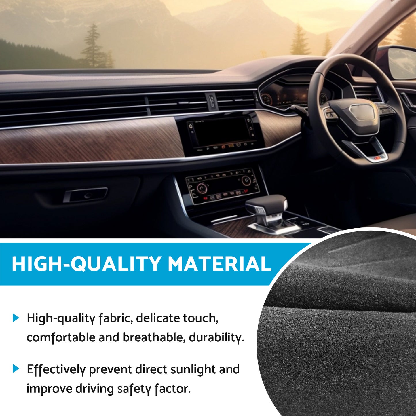 Dashboard Cover Non-Slip Dash Mat Suitable for Audi Q7 4L 2006-2014 Black