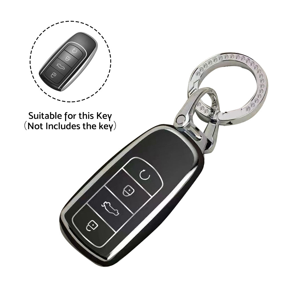 Remote Key Fob Case Cover Black & Silver TPU Suitable For Chery Omoda 5 2022-2025
