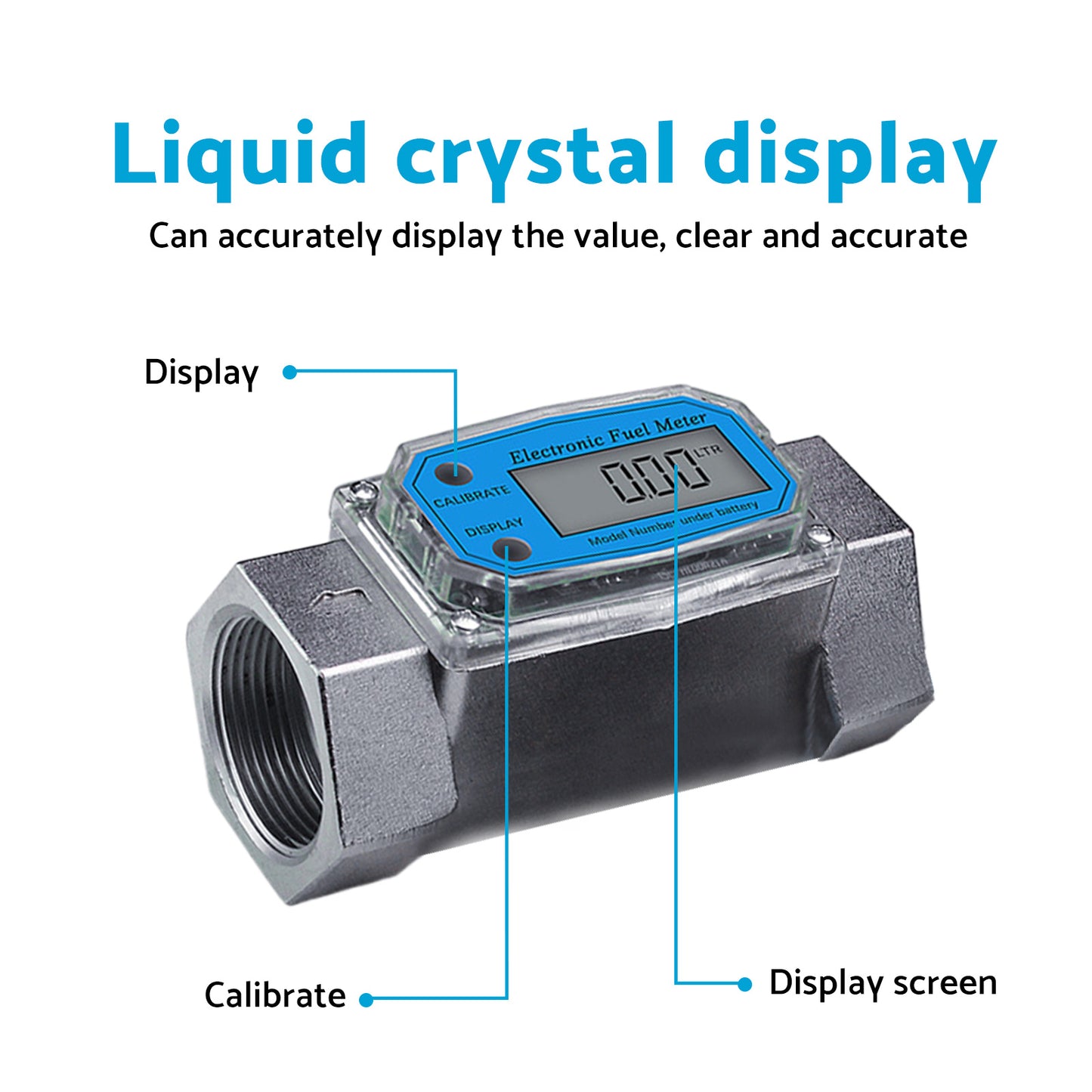 1.5 inch Digital Turbine Diesel Water Fuel Flow Meter Oval Gear Gauge