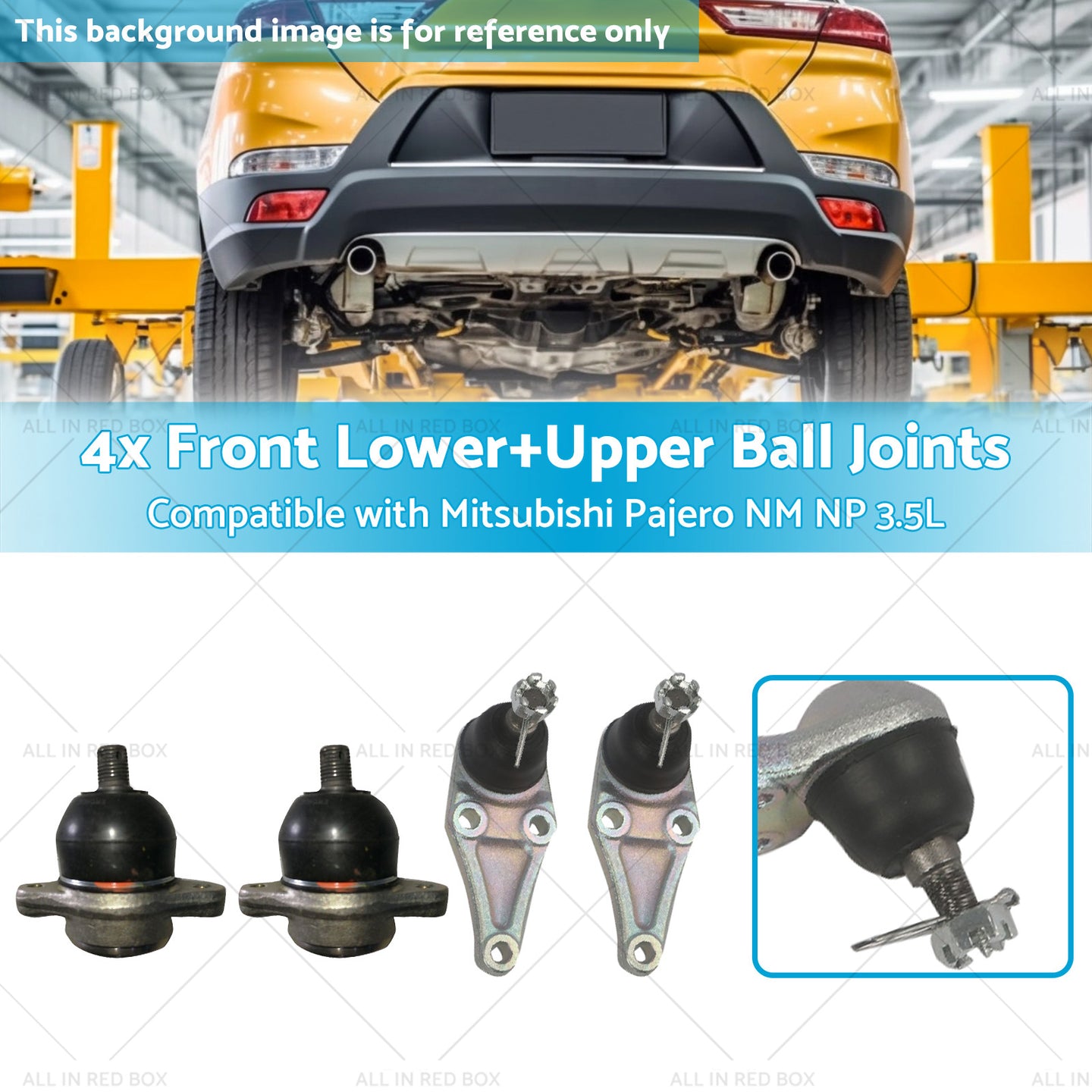 {{ 4x Front LowerUpper Ball Joints Suitable for Mitsubishi Pajero NM NP 3. 5L 00-11 }} - Buy Car Parts Online at {{ Kaka Auto Parts }}.